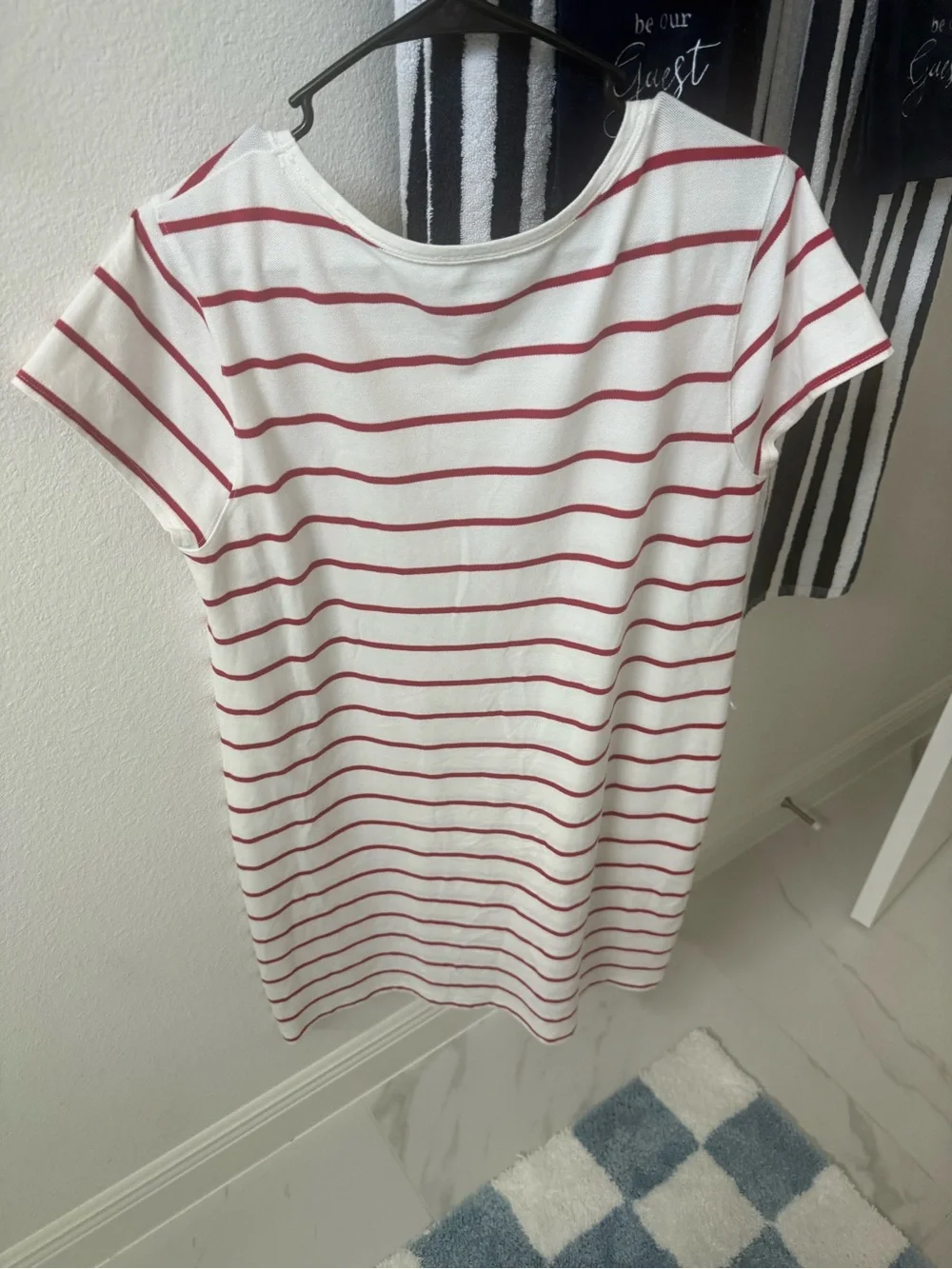 Lands' End White Tee with Red Stripes